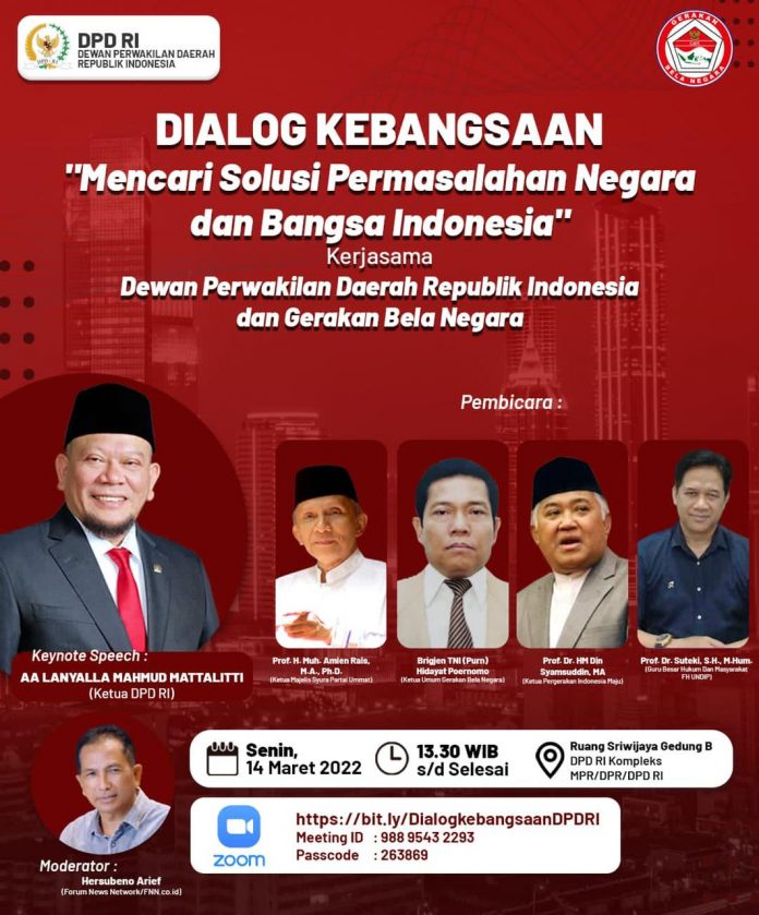 Cari Solusi Masalah Bangsa, DPD RI Gandeng Gerakan Bela Negara Hadirkan Sejumlah Tokoh