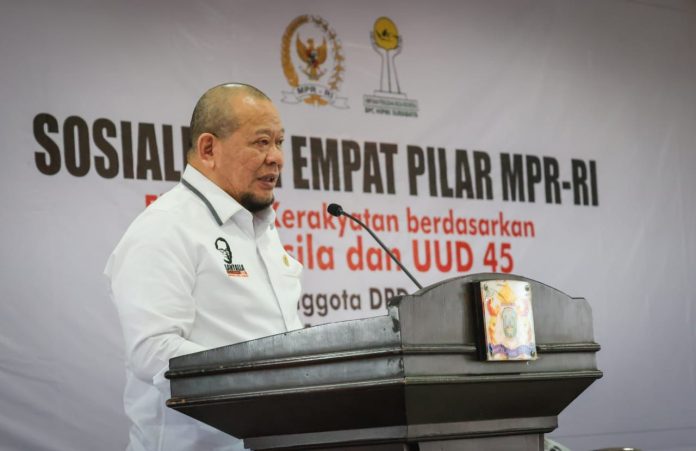 Ketua DPD RI, AA LaNyalla Mahmud Mattalitti melakukan sosialisasi empat pilar MPR RI di hadapan pengurus BPC HIPMI Surabaya