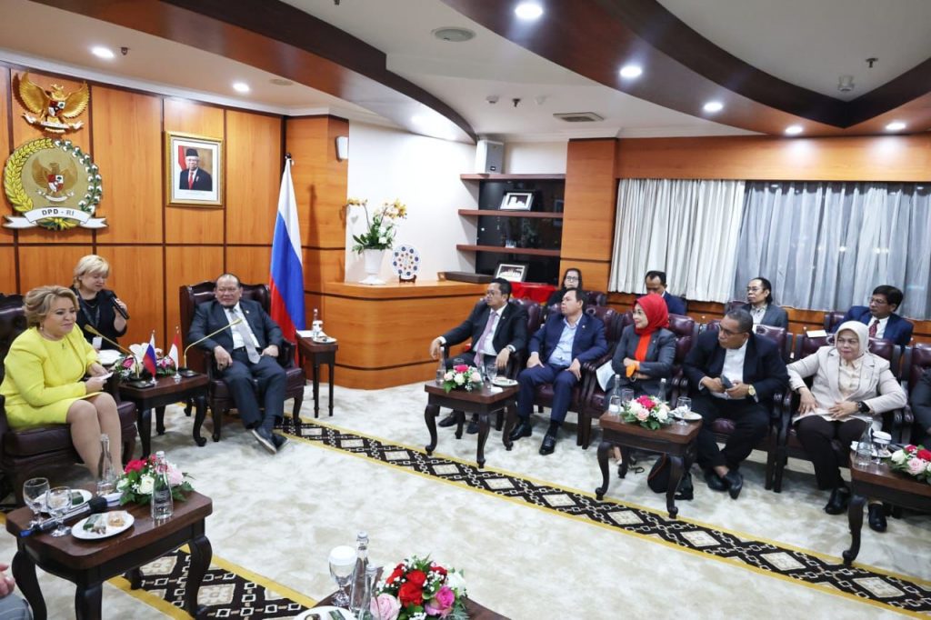 Ketua DPD RI, AA LaNyalla Mahmud Mattalitti menerima kunjungan Ketua Dewan Federasi Majelis Federal Federasi Rusia