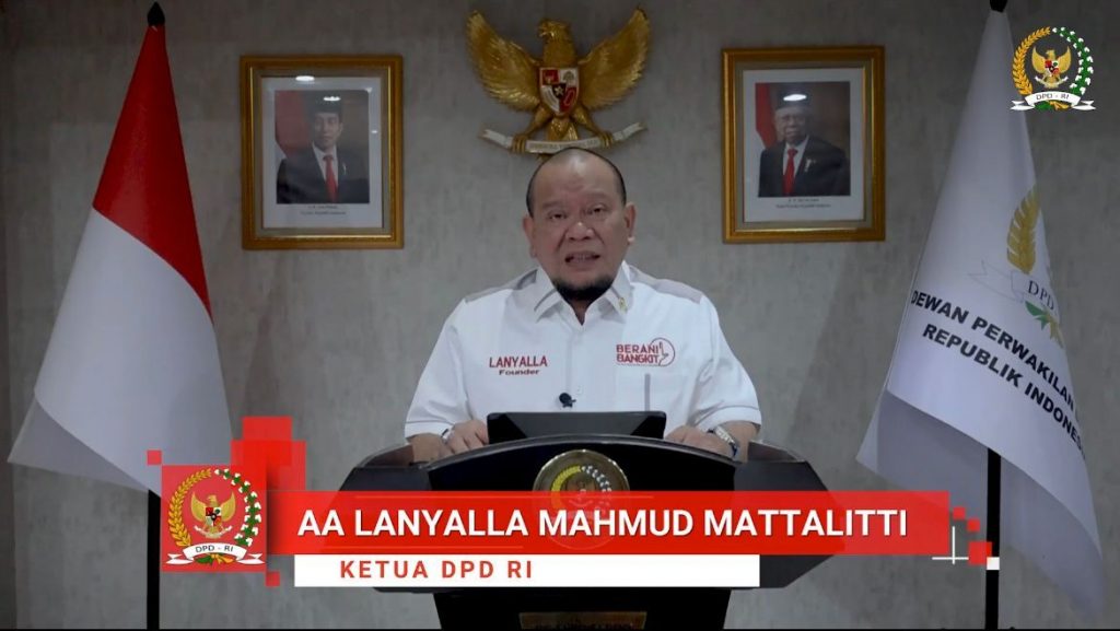 Ketua DPD RI AA LaNyalla Mahmud Mattalitti secara virtual saat Konferensi Pimpinan Wilayah PW Ikatan Pelajar Muhammadiyah Jawa Timur
