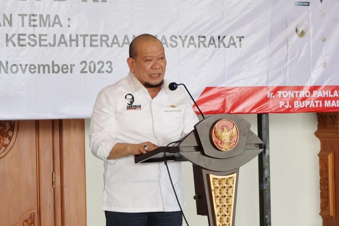 Ketua DPD RI AA LaNyalla Mahmud Mattalitti saat hadir di acara 